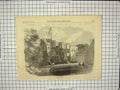 Original Old Antique Print 1868 Cardiff Castle Wales Marquis Bute Architecture