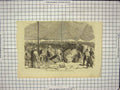 Original Old Antique Print Dinner Workmen Wives Cardiff Wales