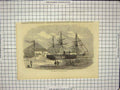 Original Old Antique Print War Ship H.M.S. Leopard Dock Shanghai China