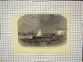 Old Antique Print Italian Iron-Clad Ship Ram Affondatore Harbour Ancona