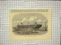 Original Old Antique Print Launch Ship Serapis Troop-Ship Blackwall England