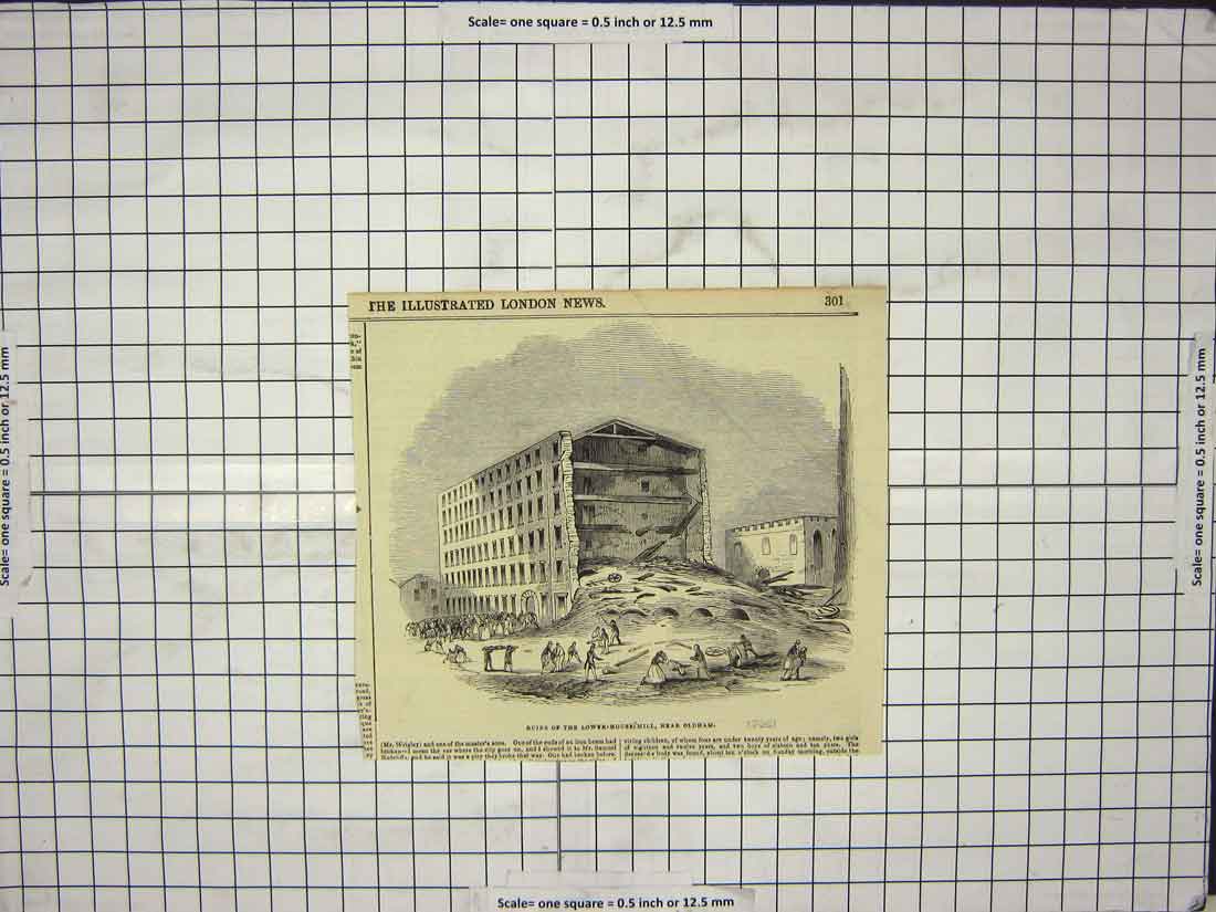 Original Old Antique Print Ruins Lower-House Mill ham England