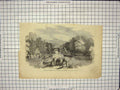 Original Old Antique Print Queen Ireland Meeting Waters River Boat Bridge Trees