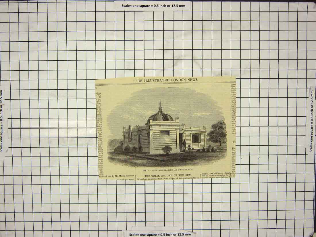 Original Old Antique Print Mr Bishop Observatory Twickenham Astronomy