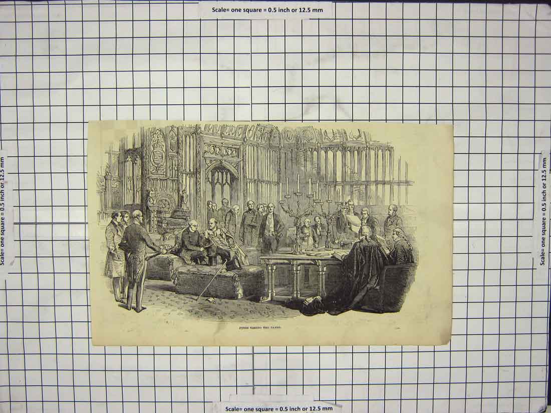 Original Old Antique Print Scene Peers Taking Oaths House Commons