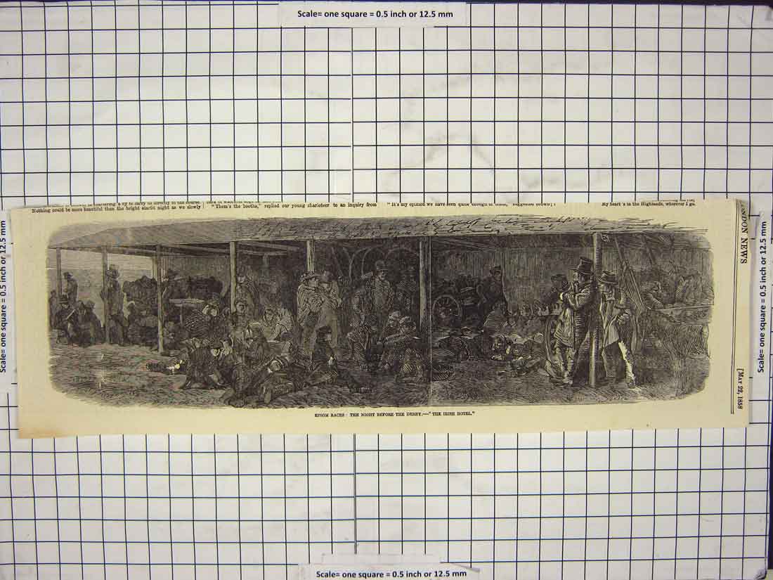 Original Old Antique Print 1858 Epsom Horse Races Derby Sport 19th