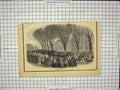 Original Old Antique Print Procession Eton Queen England Horses Carriage 20th