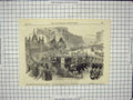 Original Old Antique Print 1863 Bridal Procession Approaching Windsor Castle