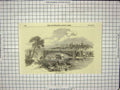 Original Old Antique Print 1851 Victoria Bridge Windsor London England River