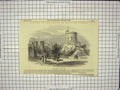 Original Old Antique Print 1846 Queen Court Windsor Castle Round Tower London