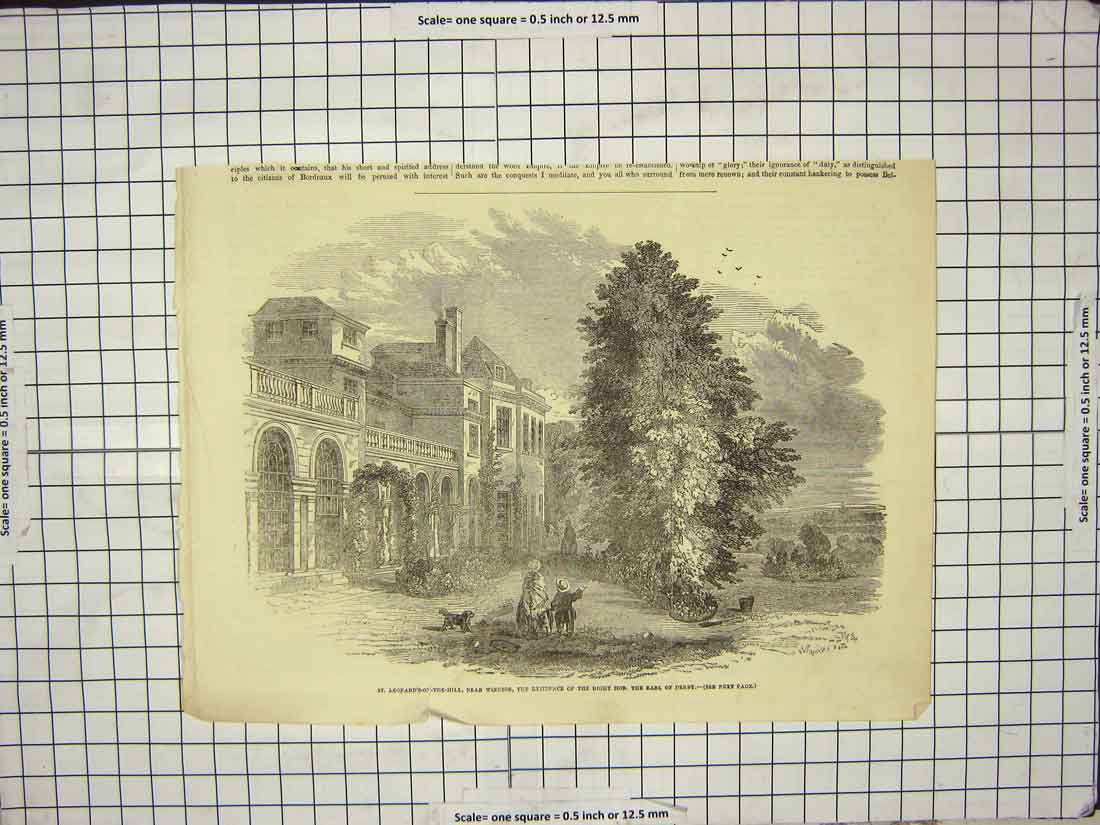 Original Old Antique Print St. Leonard'S-On-The-Hill Earl Derby Windsor London