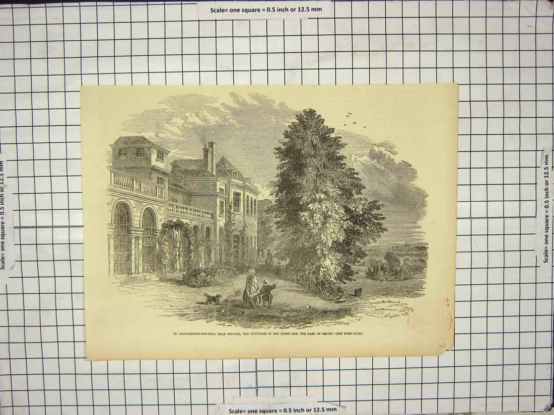 Antique Old Print Ref.881 St. Leonard'S-On-The-Hill Windsor London Earl Der