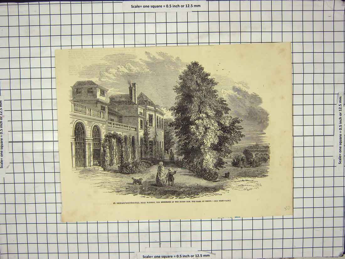 Antique Old Print Ref.882 St. Leonard'S-On-The-Hill Windsor London Earl Der