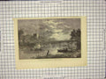 Original Old Antique Print New Iron Bridge River Thames Cookham Boats