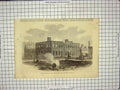 Original Old Antique Print Ruins Cumberland Lodge Windsor Park Fire Building