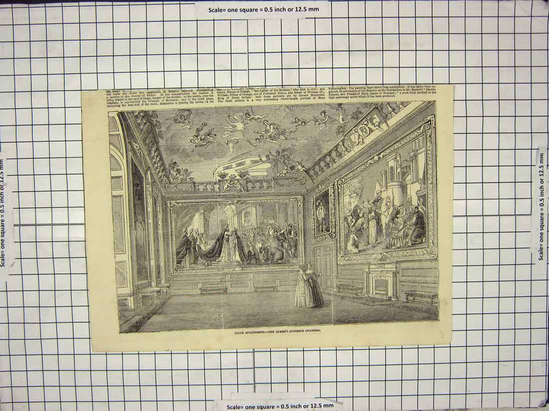 Old Print Ref.887 State Apartments Queen Audience Chamber London England