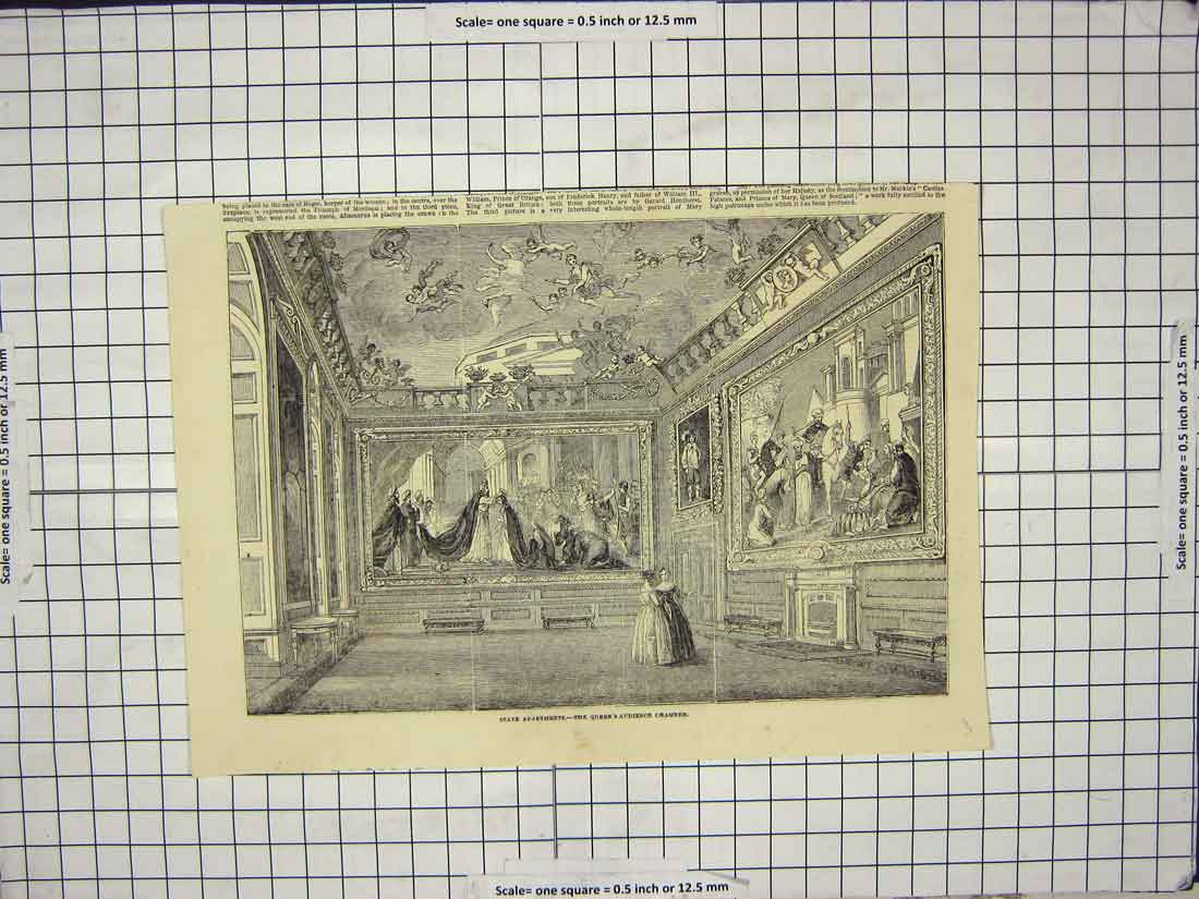 Old Print Ref.888 State Apartments Queen Audience Chamber London England