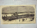 Old Antique Print Floods Oxford North Hinkley Hill River Thames England