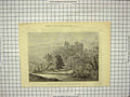 Original Old Antique Print 1879 Visit Prince Wales Dunster Castle River England