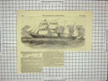 Original Old Antique Print 1852 New Screw Steam Ship Adelaide Sailing Victorian