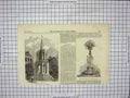 Old Antique Print 1853 Leighton Buzzard Cross Testimonial Colonel Higgins 19th