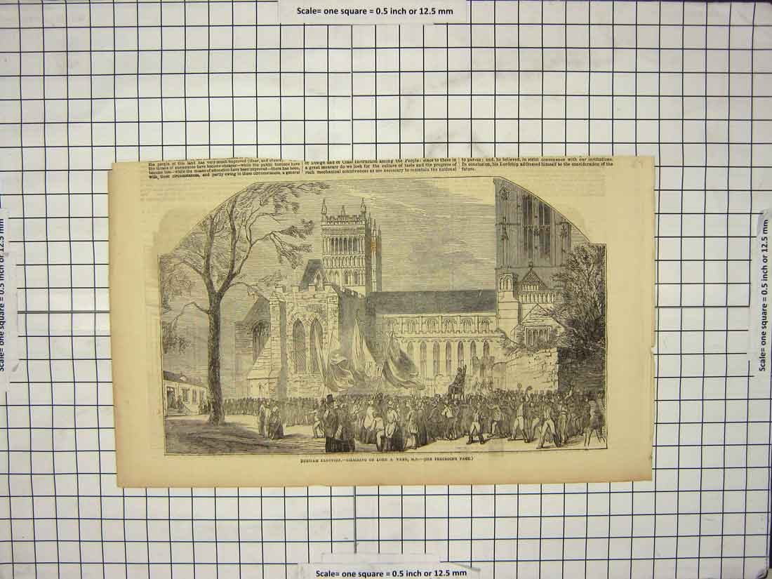 Original Old Antique Print Durham Election Chairing Lord Van Member Parliament