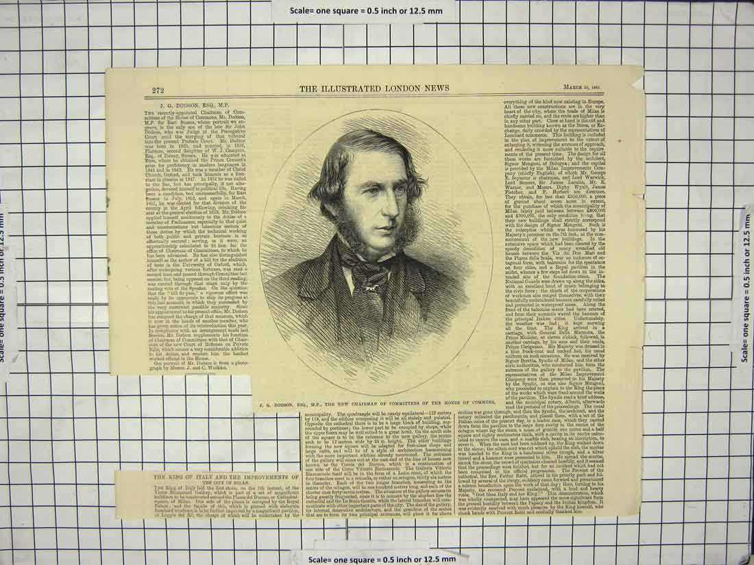 Original Old Antique Print 1865 Dodson Chairman Committees House Commons 19th