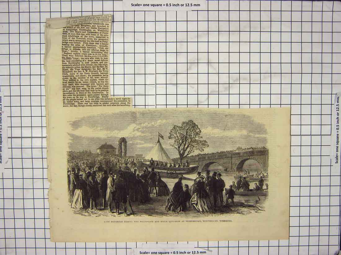 Old Antique Print 1868 Lady Houghton Pontefract Goole Life-Boat England 19th