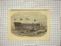 Old Antique Print Launch Victoria Iron-Clad Frigate Queen Spain Blackwall 20th