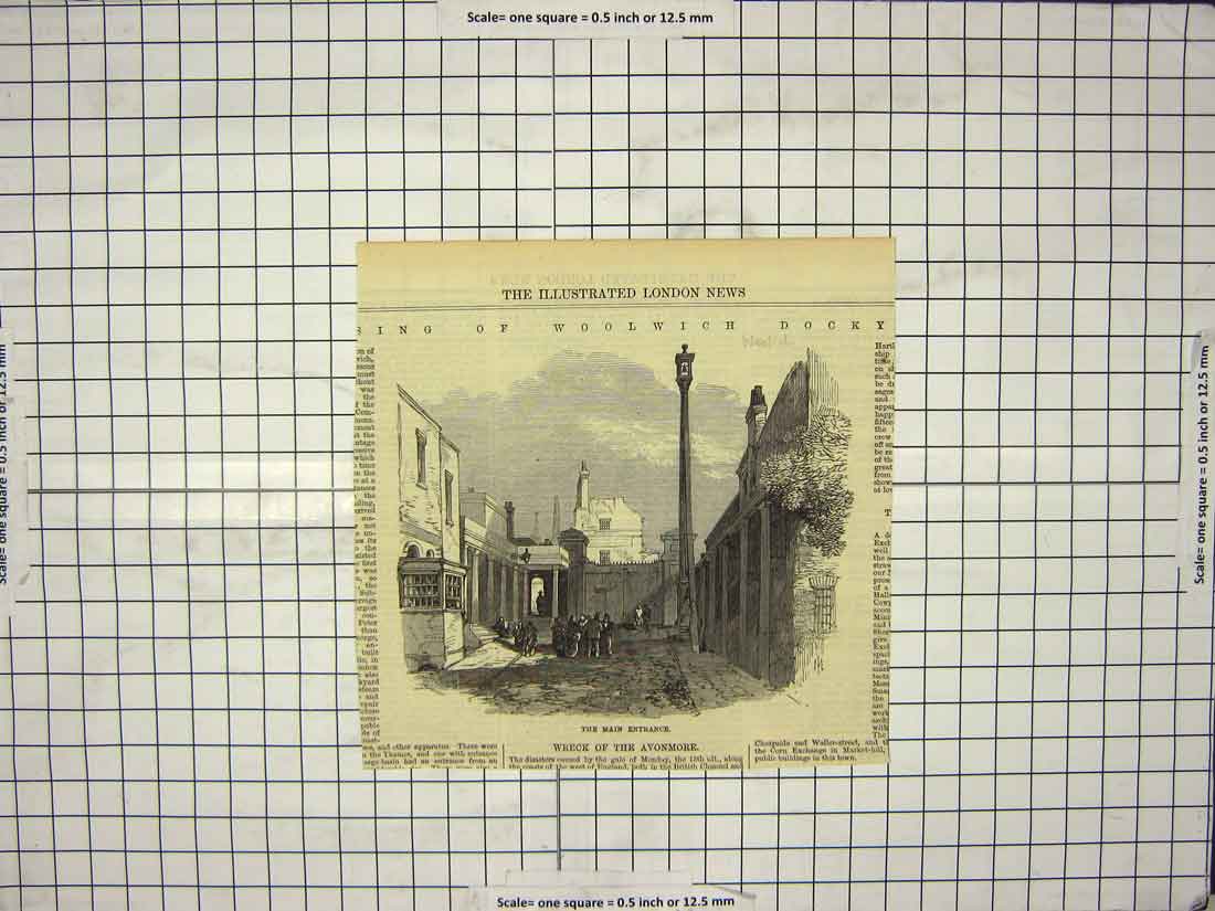 Original Old Antique Print Street Scene Woolwich England