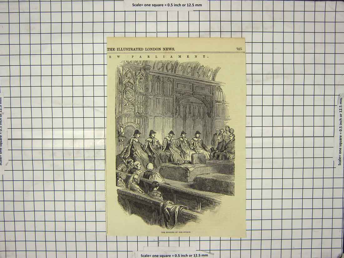 Original Old Antique Print Parliament Reading Speech House Commons