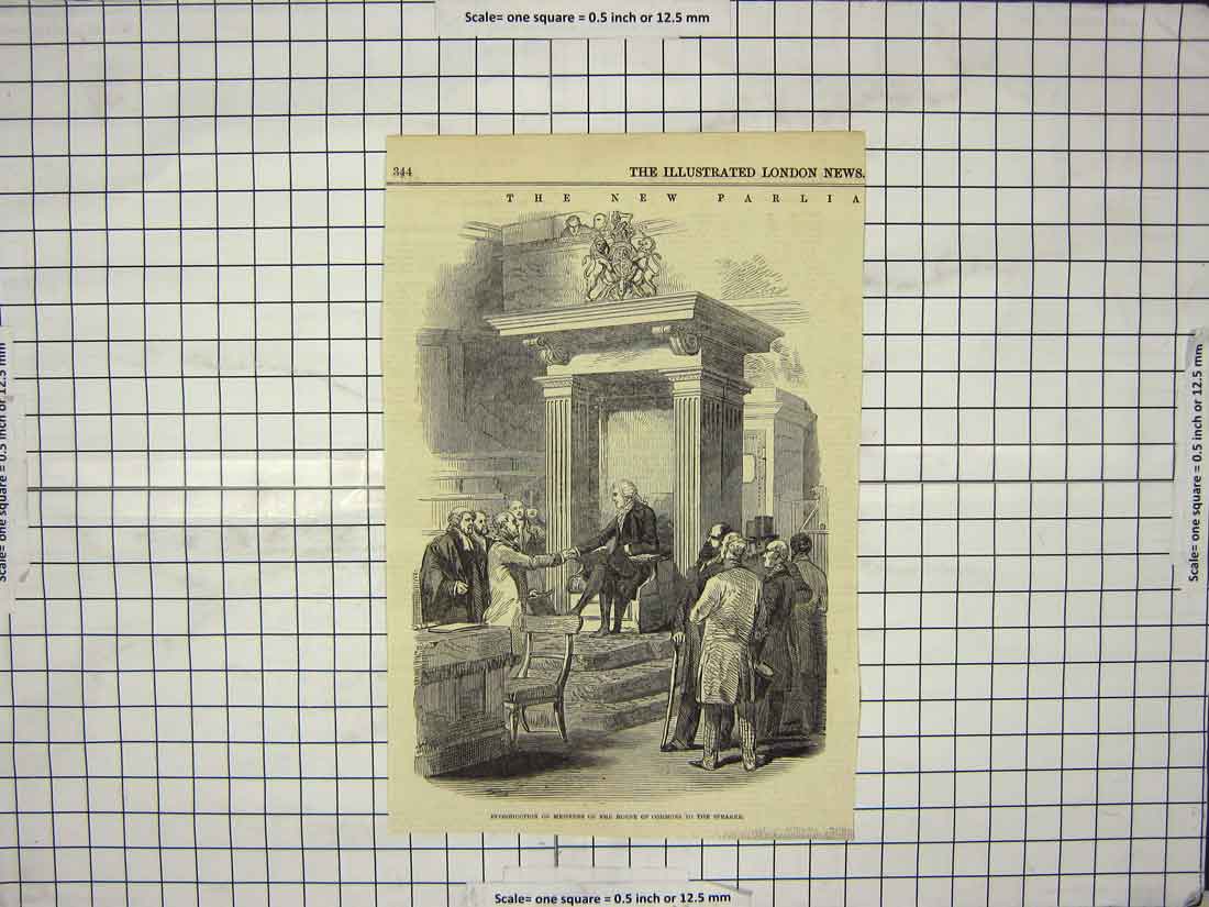 Old Antique Print Introduction Members House Commons Speaker Parliament