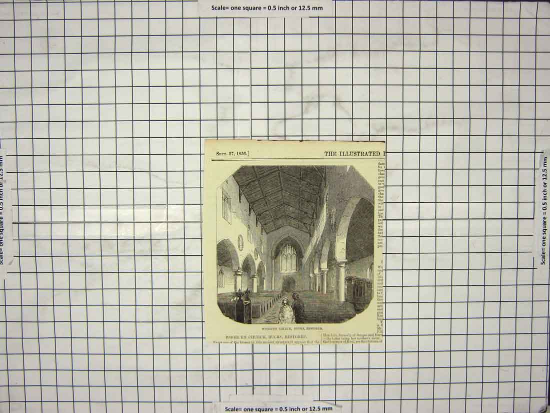 Original Old Antique Print 1856 Wooburn Church Bucks England Architecture 19th