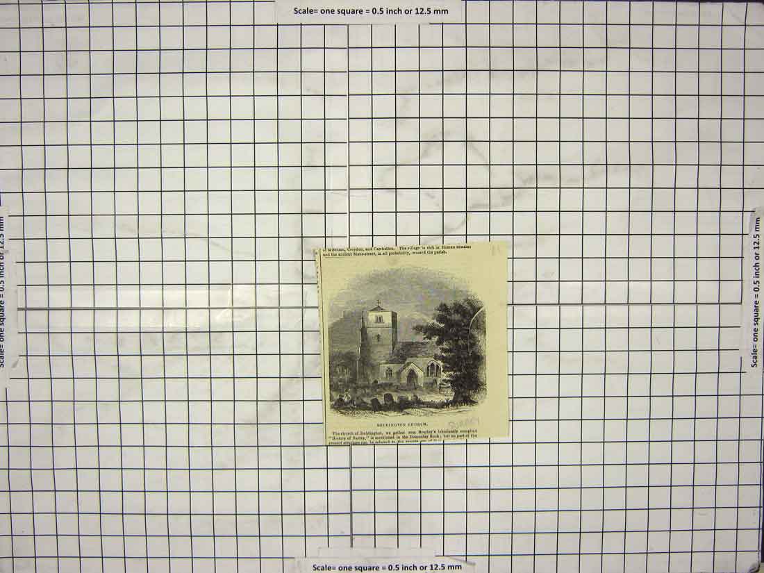 Original Old Antique Print Beddington Church Surrey England Architecture