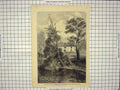 Original Old Antique Print Heathfield House Birmingham Residence James Watt