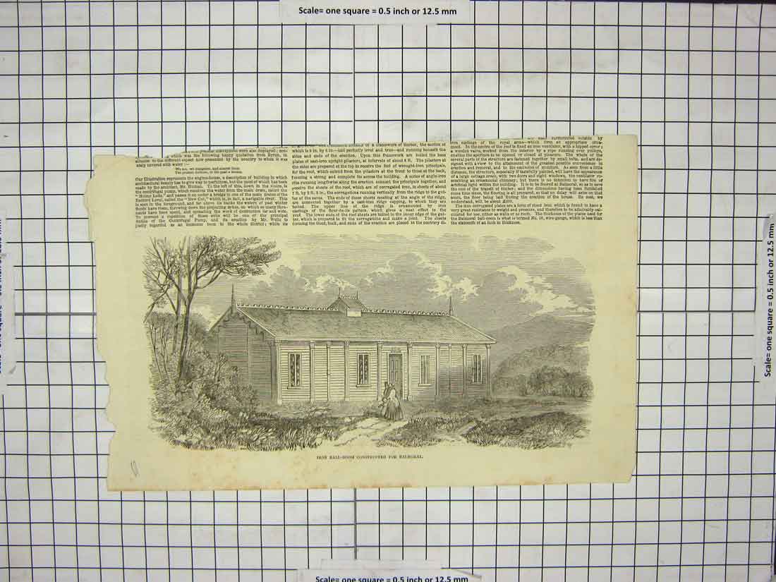 Original Old Antique Print Iron Ball Room Constructed Balmoral Scotland