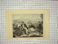 Original Old Antique Print Scene At The Seaside Family Day Out Beach Sand