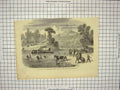 Original Old Antique Print Train Civil Wars Crossing River Pe-Dee Carolina