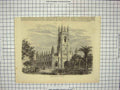 Original Old Antique Print Memorial Church Cawnpore Architecture