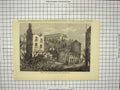 Original Old Antique Print Scene Disaster Fire Borough London Street England