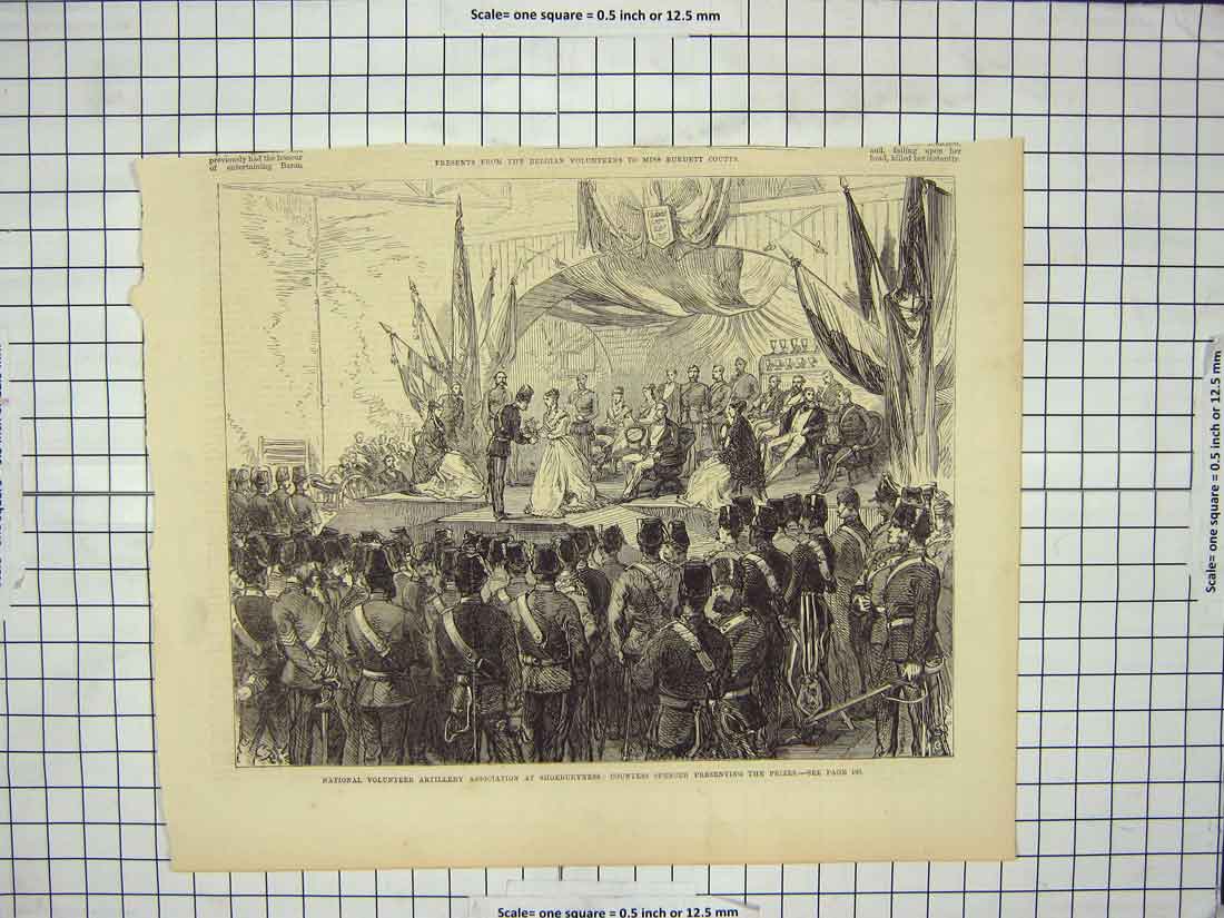 Original Old Antique Print Countess Spencer Volunteer Artillery Shoeburyness