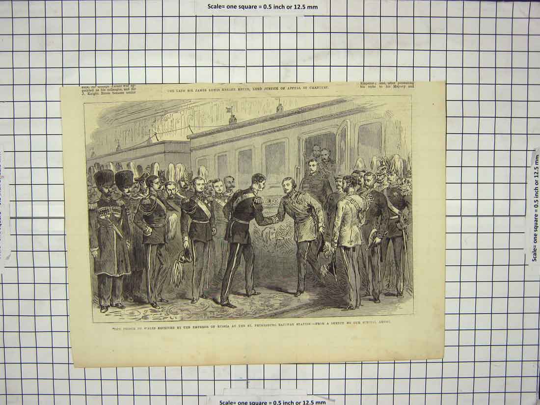 Old Antique Print Prince Wales Emperor Russia Petersburg Railway Station 19th