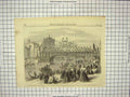 Original Old Antique Print 1866 King Victor Emmanuel Venice Bridge Grand Canal