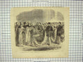 Original Old Antique Print Marriage Petersburg Scene Bride Kissing Cross 19th
