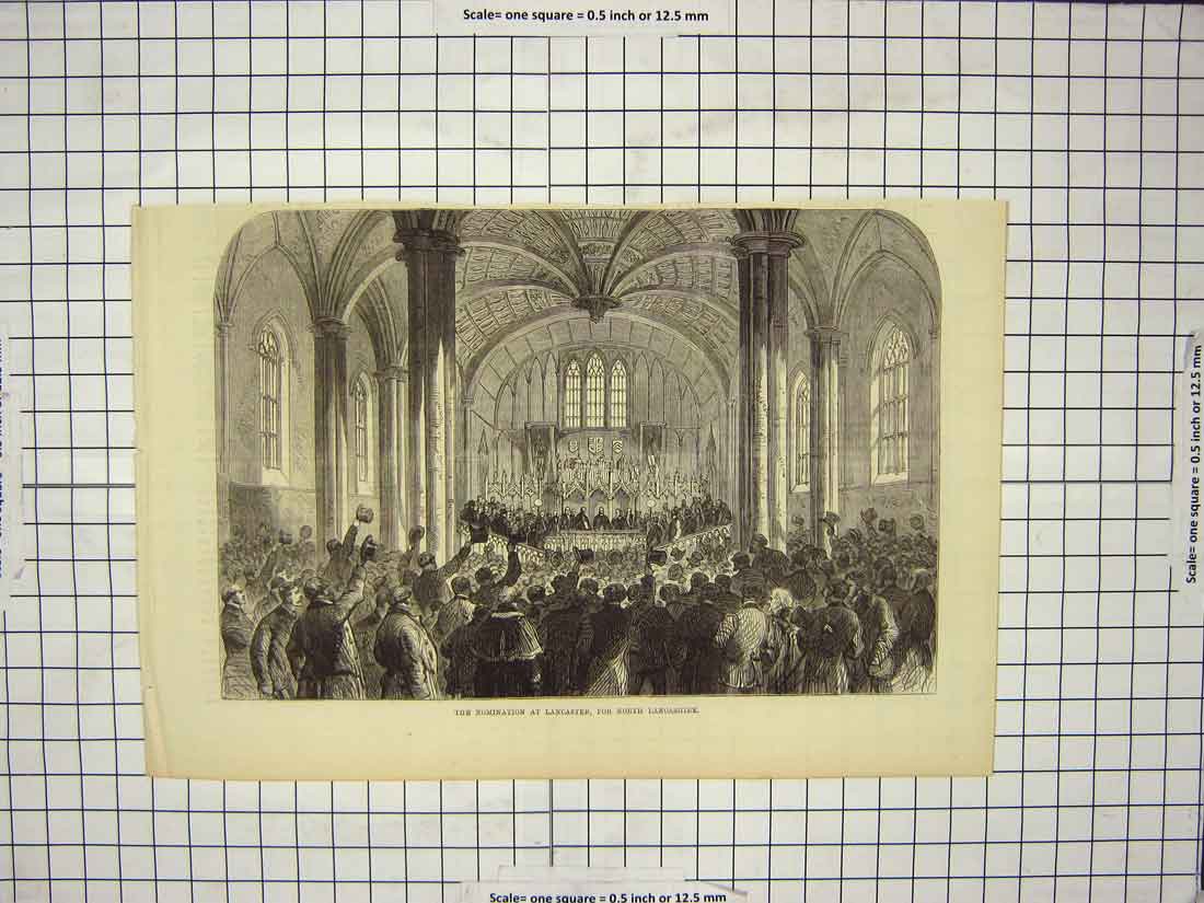 Old Antique Print Nomination Lancaster North Lancashire Elections England