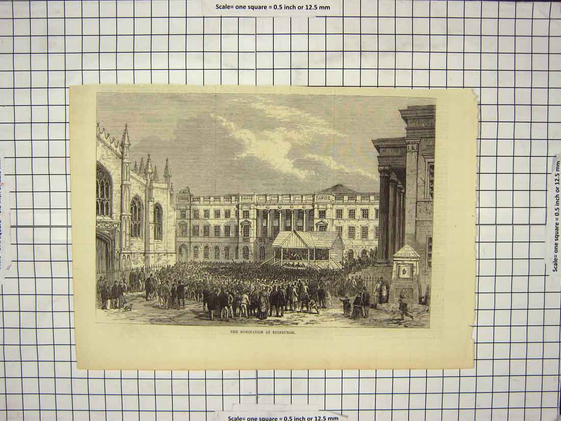 Original Old Antique Print General Election Nomination Edinburgh Scotland