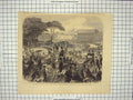 Original Old Antique Print War Scene Corso Padua King Italy River Bridge
