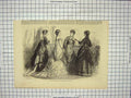 Original Old Antique Print Paris Fashion September Ladies Dresses