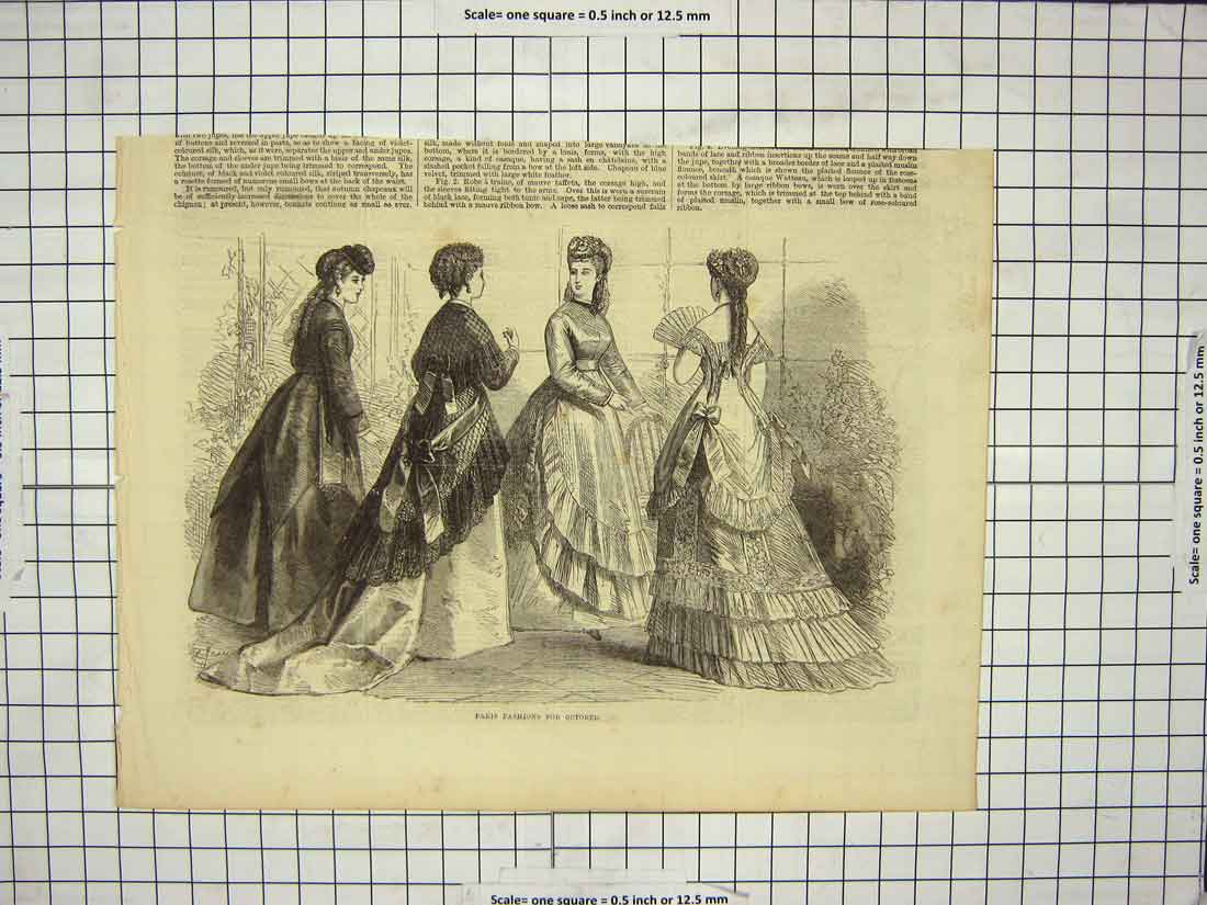 Original Old Antique Print Ref.890 Paris Fashion July Ladies Dresses