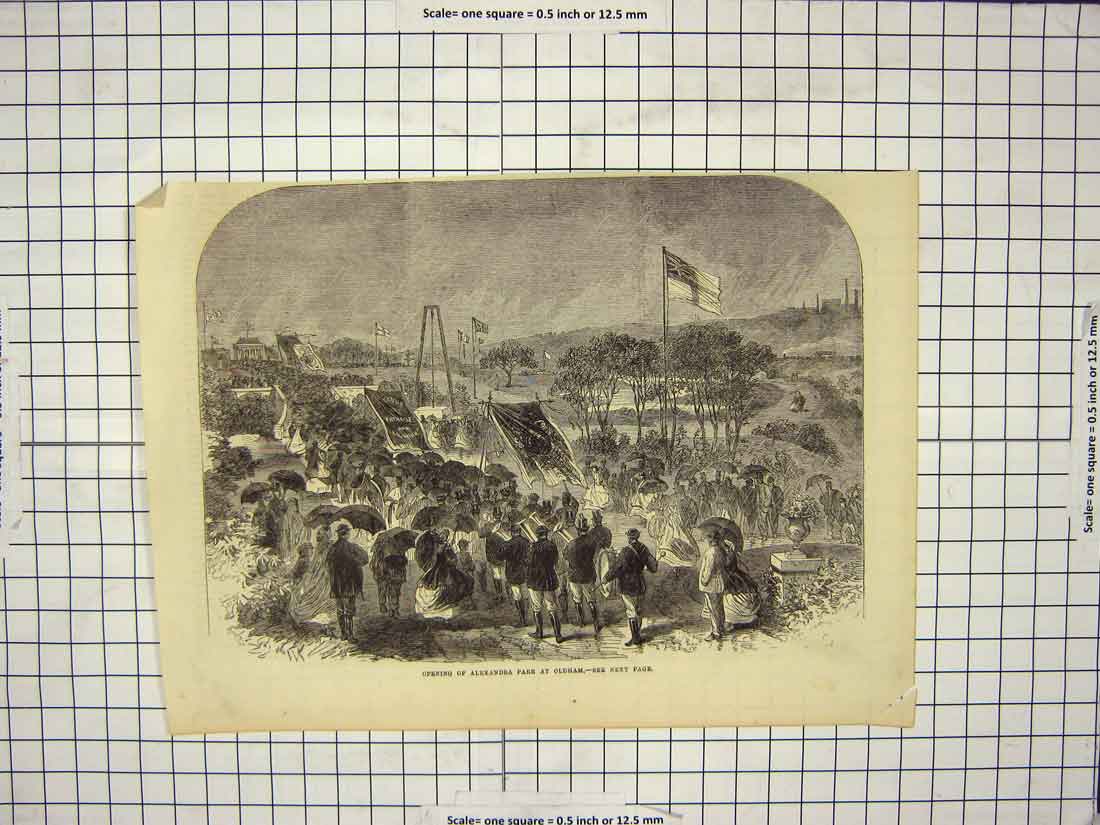 Original Old Antique Print Opening Alexandra Park ham England